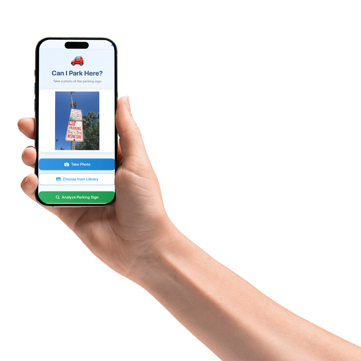 ParkPal app interface showing parking sign analysis